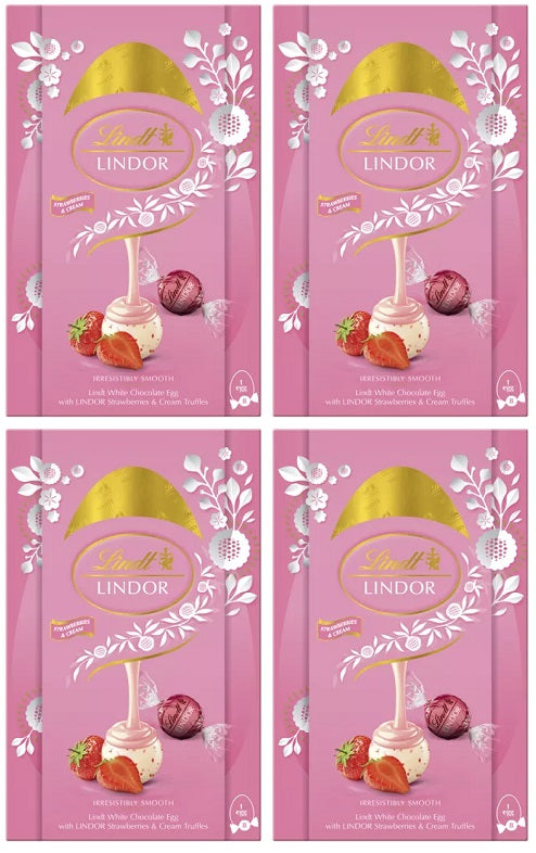 4 x Lindt White Choc Egg Strawberries & Cream Truffles - 260GM