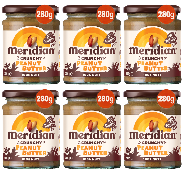 6 x Meridian Peanut Butter Crunchy 280Gm