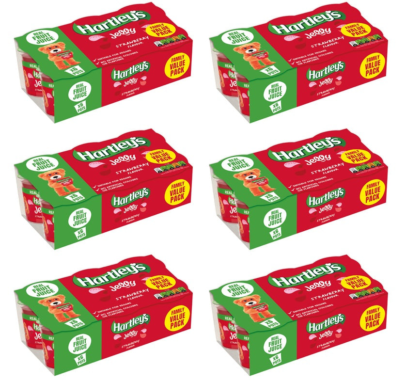 6 x Hartleys Strawberry Jelly Pot 6 Pk - 6X125GM
