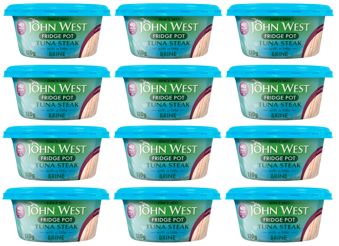 12 x John West No Drain Fridge Pot Tuna Steak With A Little Brine 110G