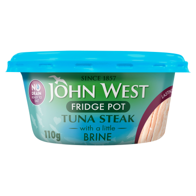 12 x John West No Drain Fridge Pot Tuna Steak With A Little Brine 110G