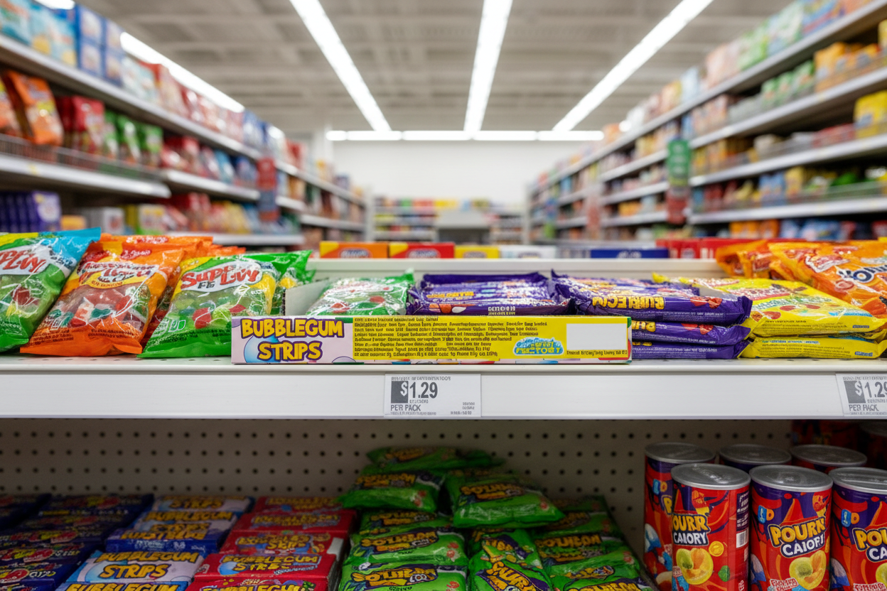 40 x Candy Factory Bubblegum Strips 30Gm