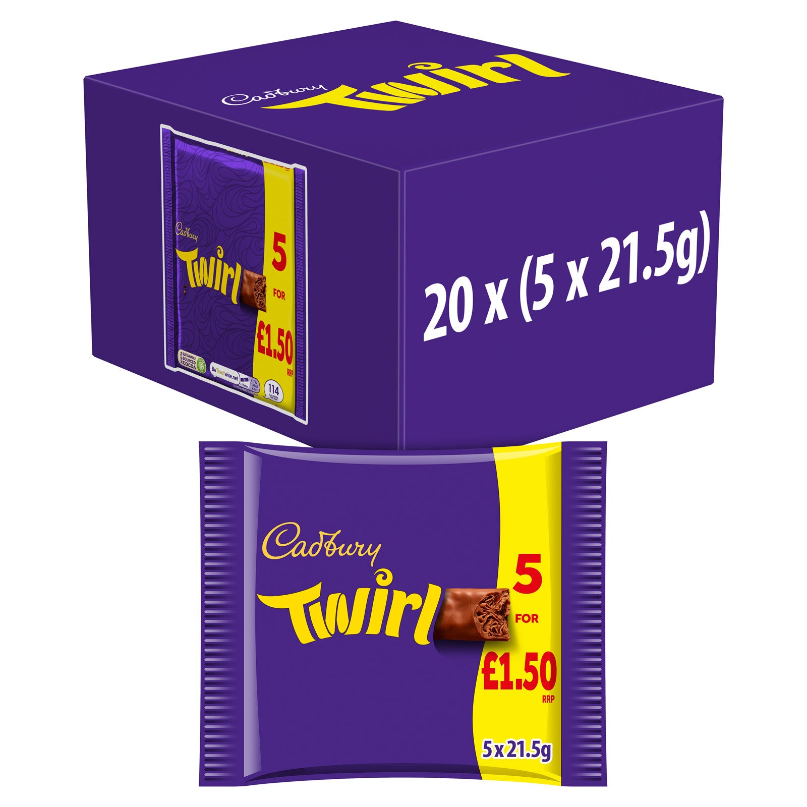 20 x Cadbury Twirl 5pk - 107.5GM