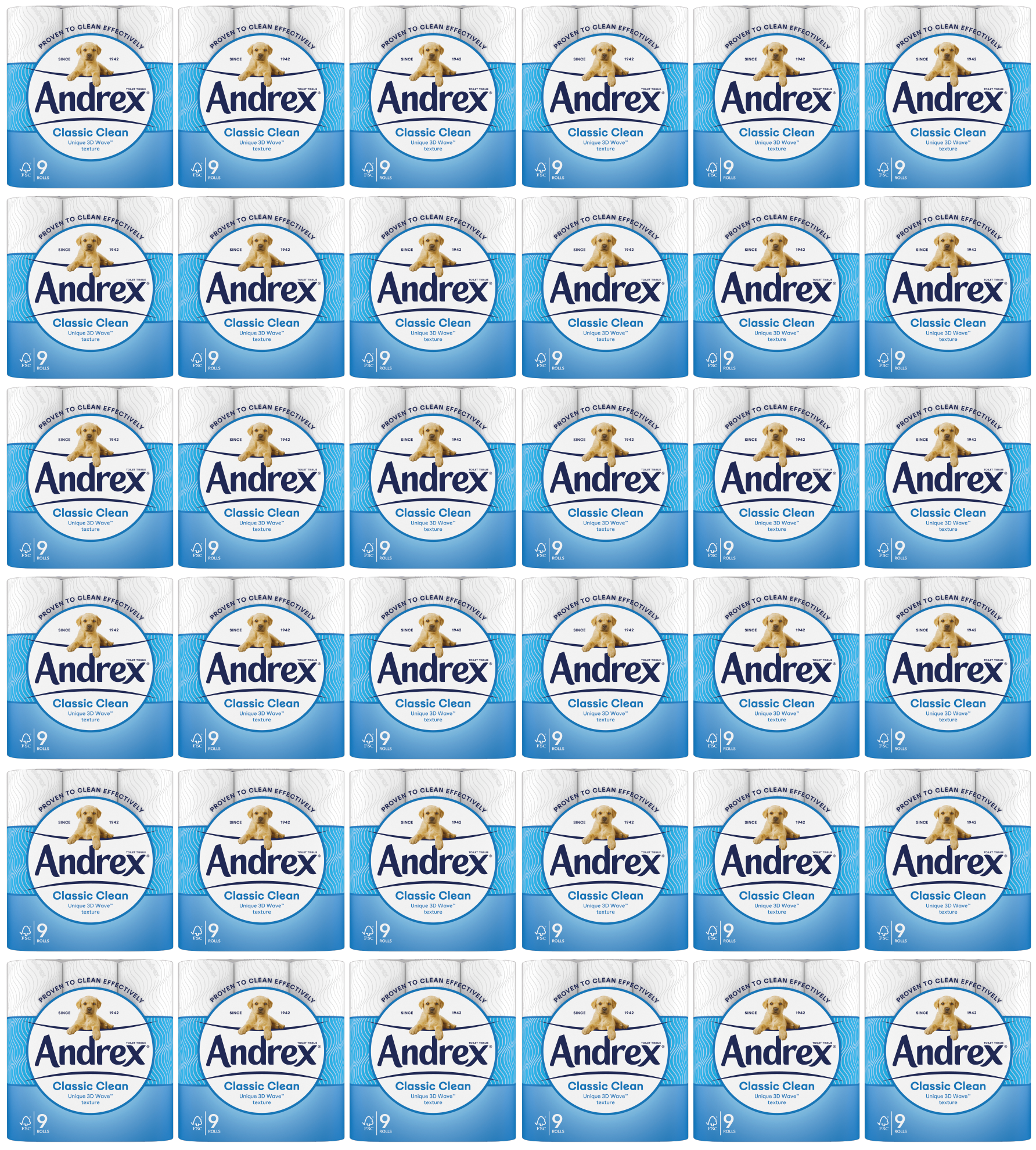 36 x Andrex Classic Clean White Rolls Bulk Saver