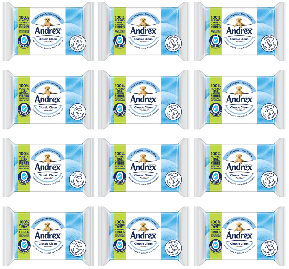 12 X Andrex Washlets Classic Clean 36 PACK