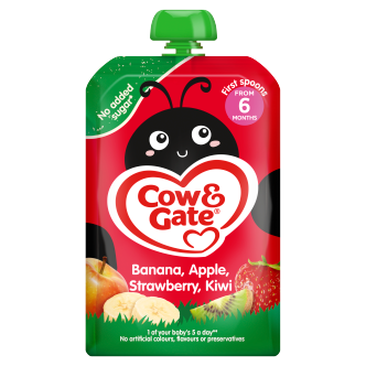 6 x Cow & Gate Pouch Banana Apple Strawberry & Kiwi  - 100G