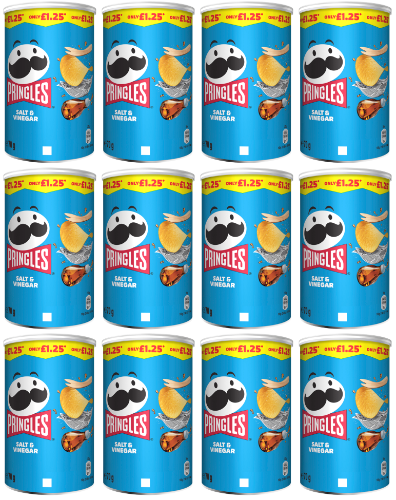 12 x Pringles Salt & Vinegar - 70Gm