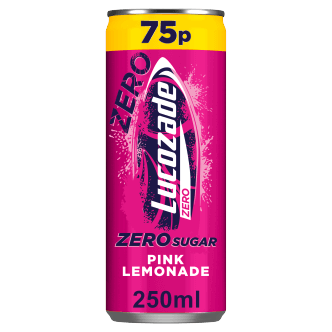 24 x Lucozade Zero Pink Lemonade Can - 250Ml