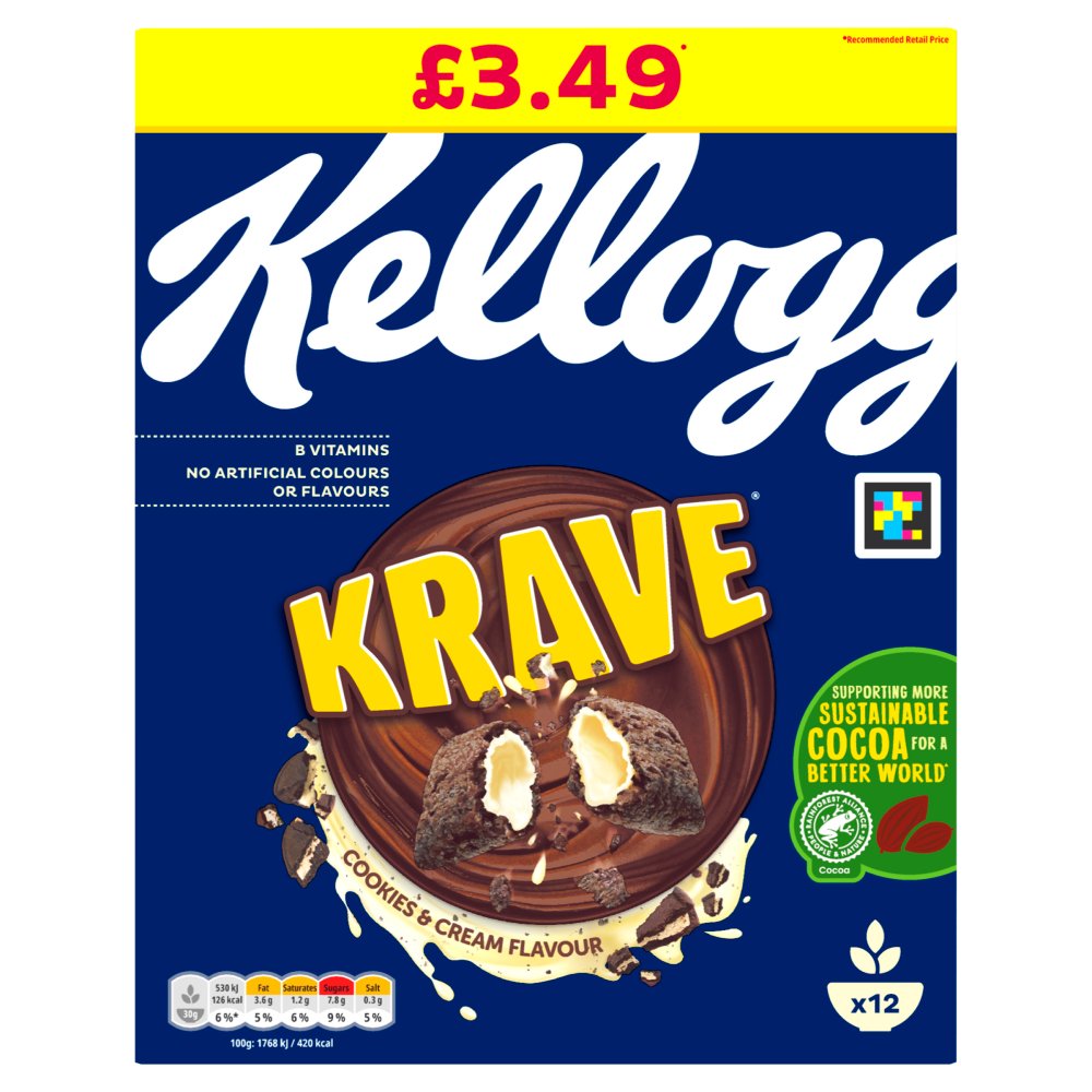 6 x Kelloggs Krave Cookies & Cream 6x375g - 375G