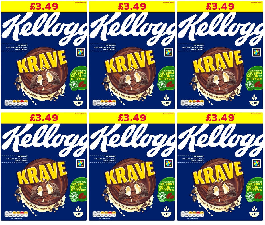 6 x Kelloggs Krave Cookies & Cream 6x375g - 375G