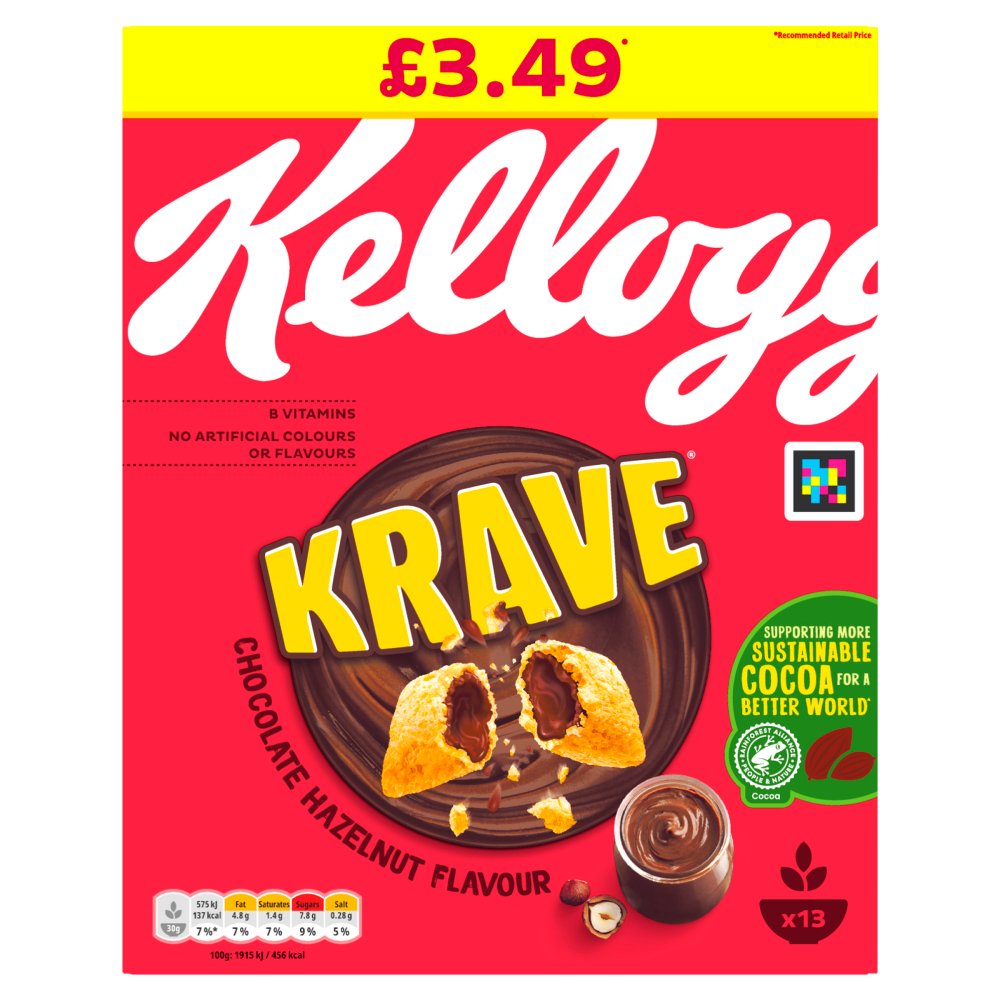 6 x Kelloggs Krave Hazelnut - 410G