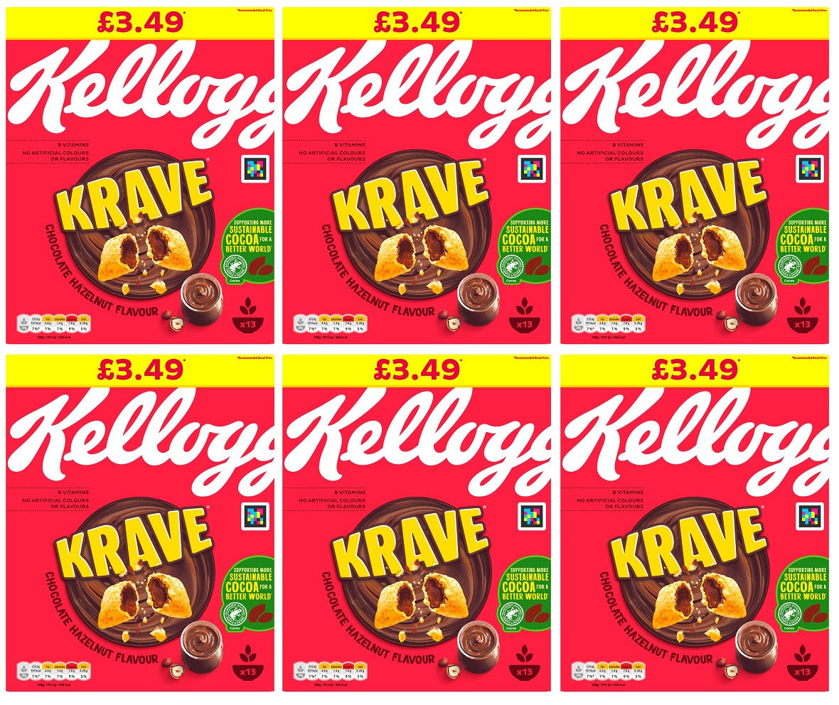 6 x Kelloggs Krave Hazelnut - 410G