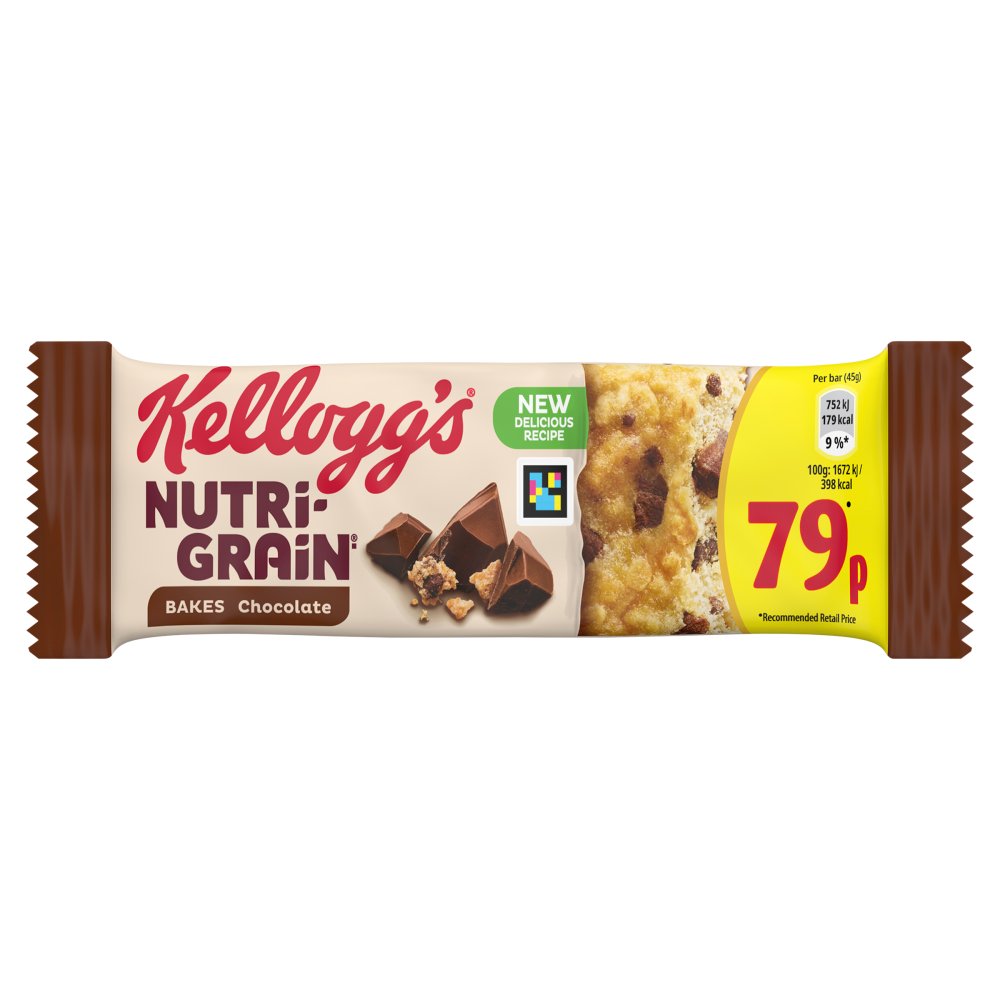 25 X Kelloggs Nutri Grain Bakes Chocolate - 45Gm