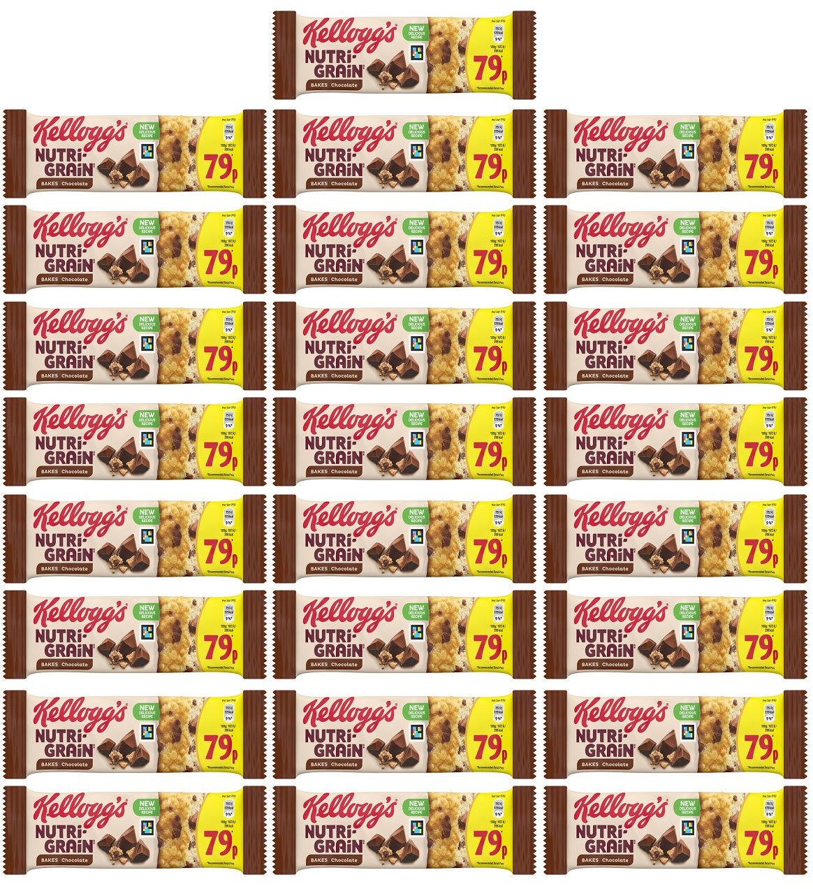 25 X Kelloggs Nutri Grain Bakes Chocolate - 45Gm