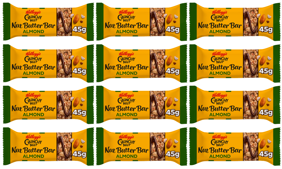 12 X Kelloggs Crunchy Nut Butter Bar Almond Butter 45G