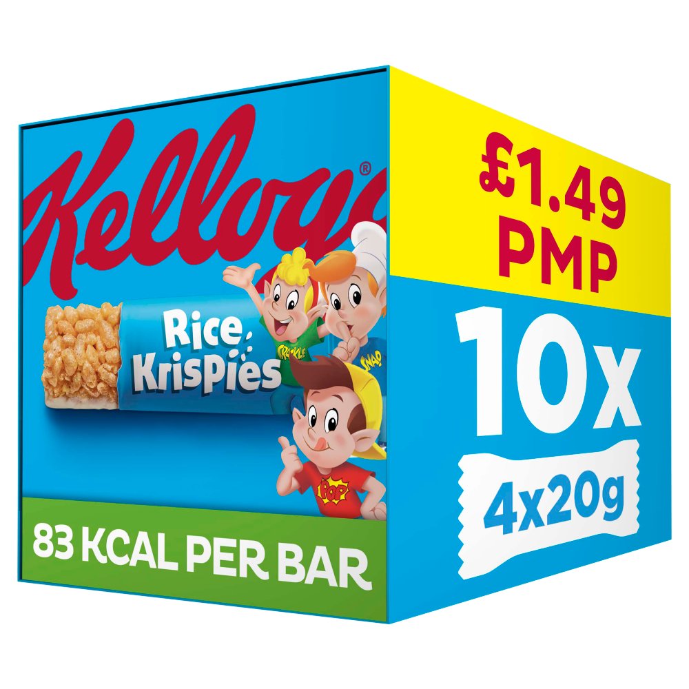 10 X Rice Krispies Cereal Bar 4 Pack - 20G