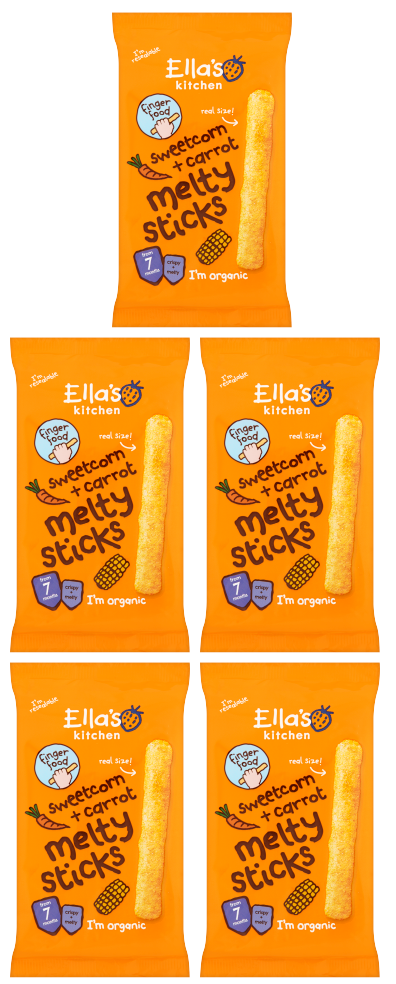 5 X Ellas Kitchen Melty Stick Sweetcorn & Carrot 17G