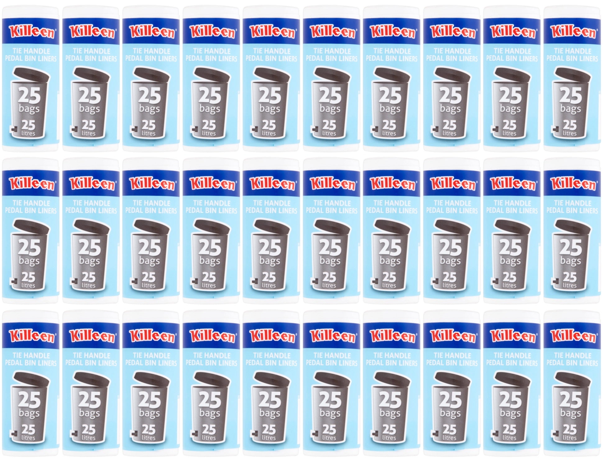 30 x Killeen Pedal Bin Liners Tie Handles 25 Litre - 25 PACK