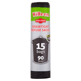 24 x Killeen Drawtight Refuse Sacks 90 Litre - 15 PACK