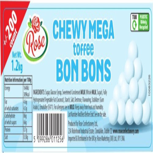 200 x Rose Mega White Bon Bon