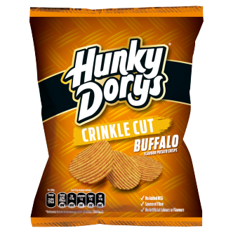 50 x Tayto Hunky Dorys Crinkle Cut Buffalo Flavour Potato Crisps 37G