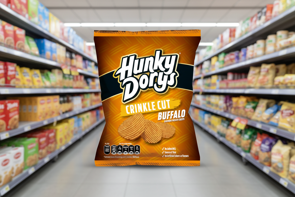 50 x Tayto Hunky Dorys Crinkle Cut Buffalo Flavour Potato Crisps 37G