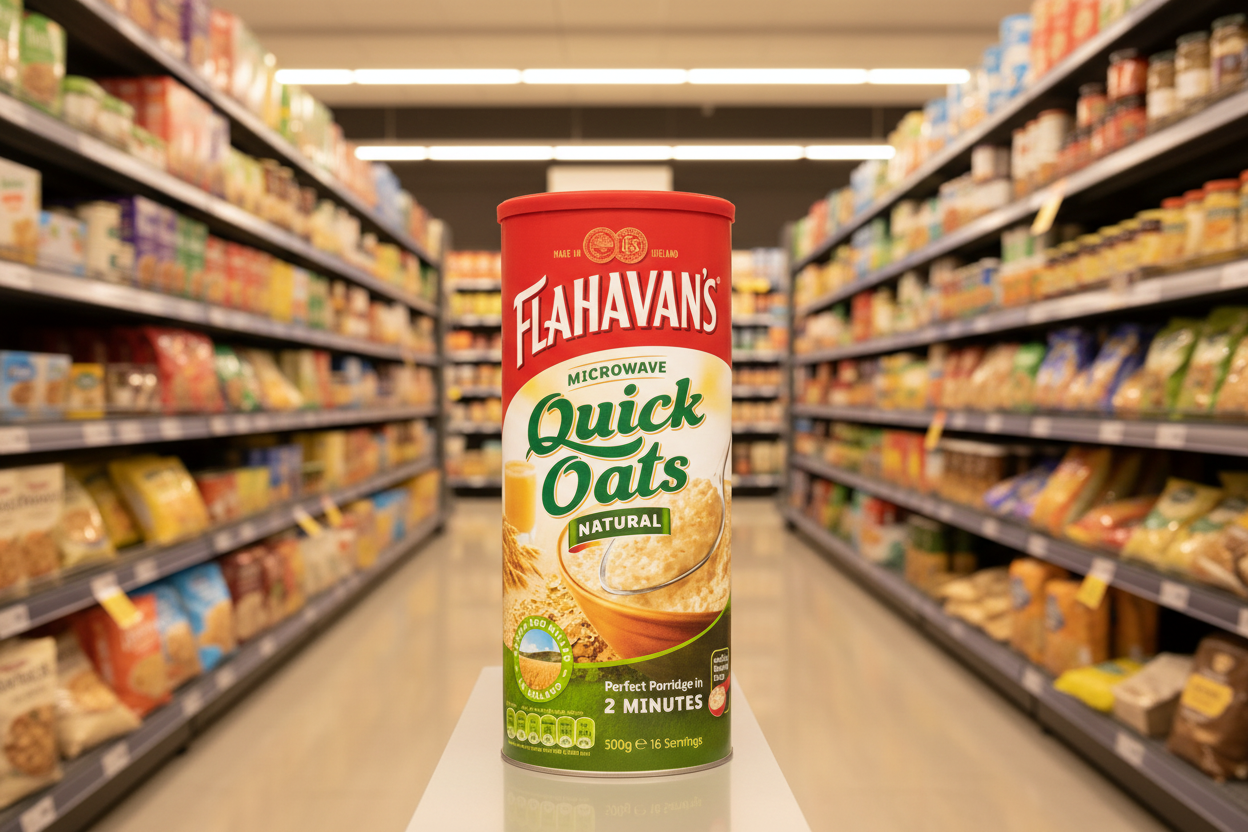 12 x Flahavans Microwavable Quick Oats Drum 500Gm