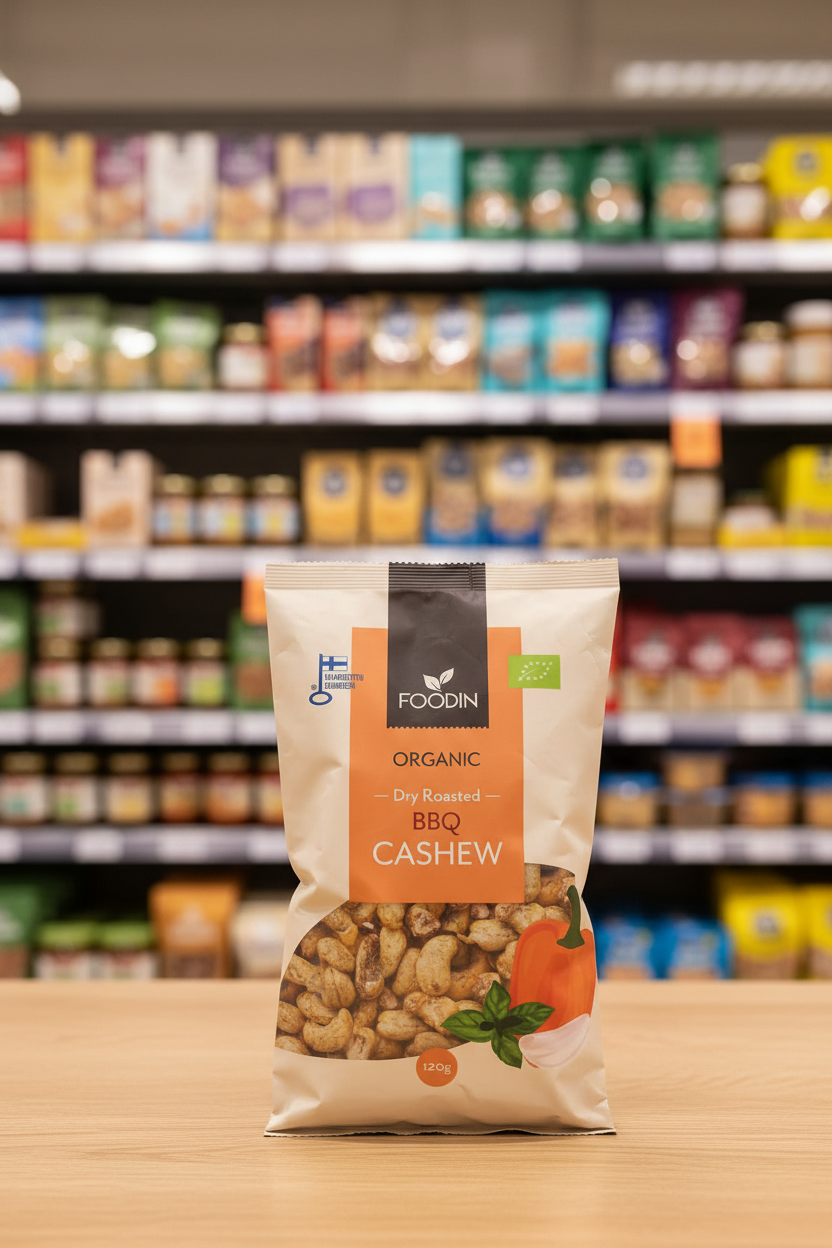 8 x Foodin Org Dry Roasted Bbq Cashew - 120g