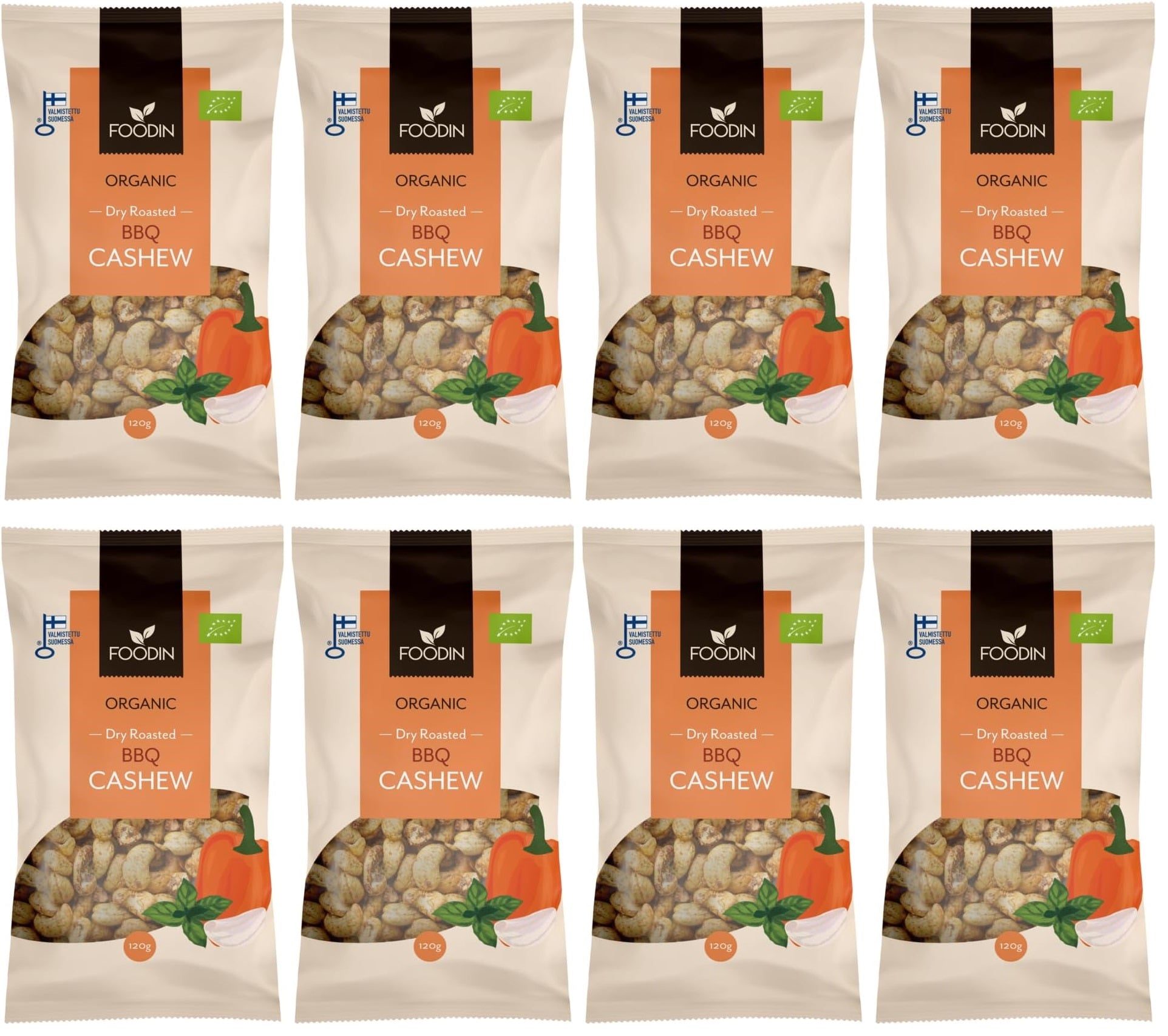 8 x Foodin Org Dry Roasted Bbq Cashew - 120g