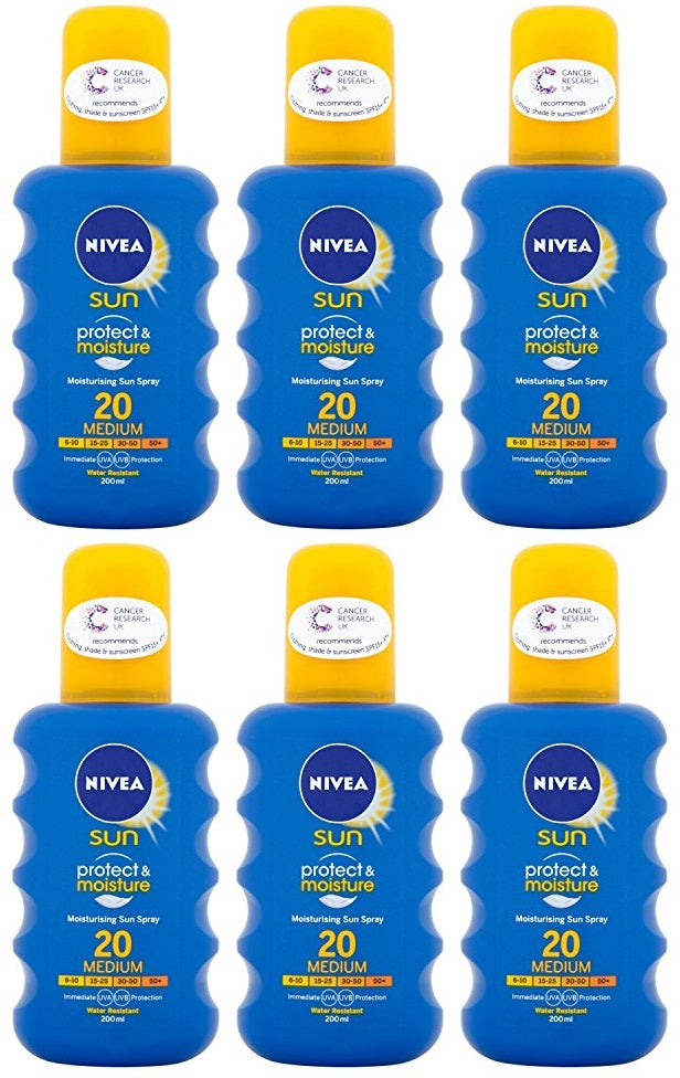 6 x Nivea Protect & Moisture Pump Spray Spf 20 200Ml