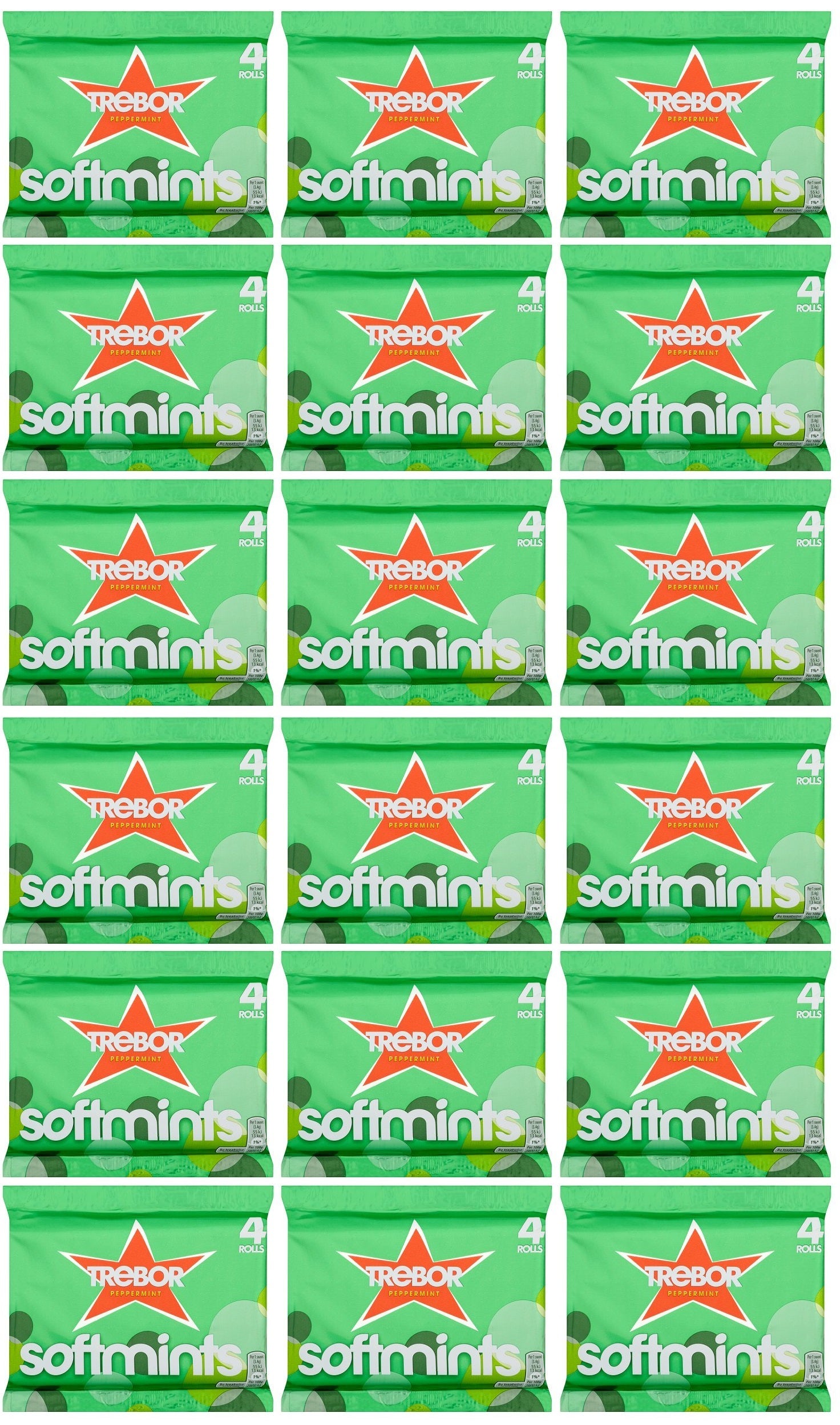 18 x Trebor Softmints Peppermint Mints 4 Pack 179.6G