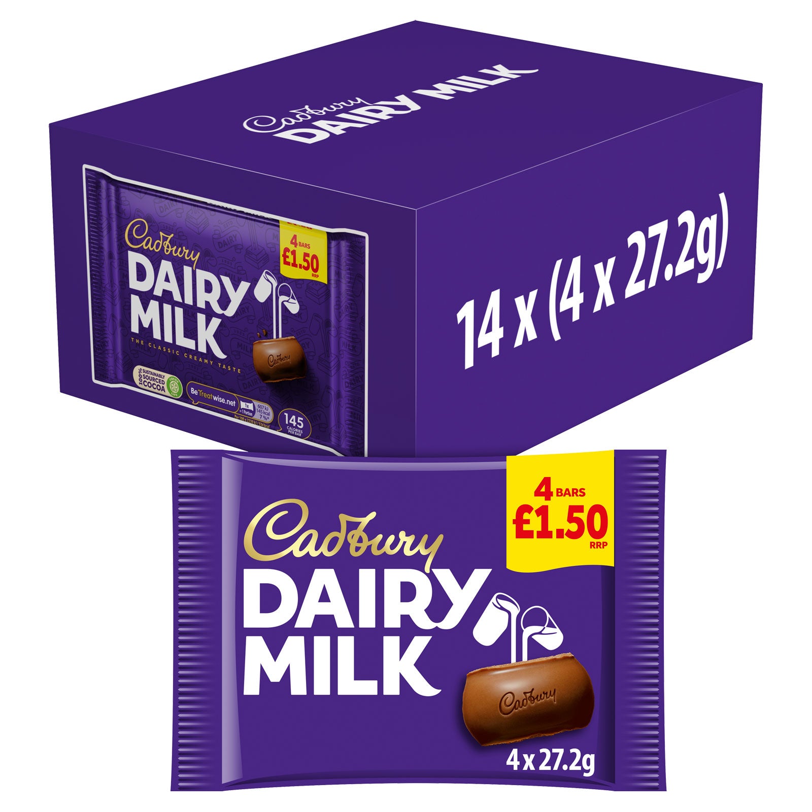 14 x Cadbury Dairy Milk 4pk - 108.8GM