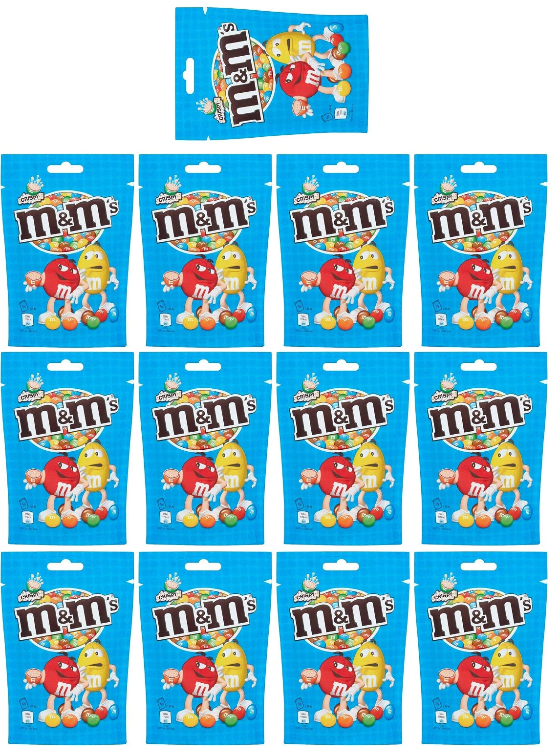 13 x M&m's Crispy Milk Chocolate Pouch Bag  - 107GM