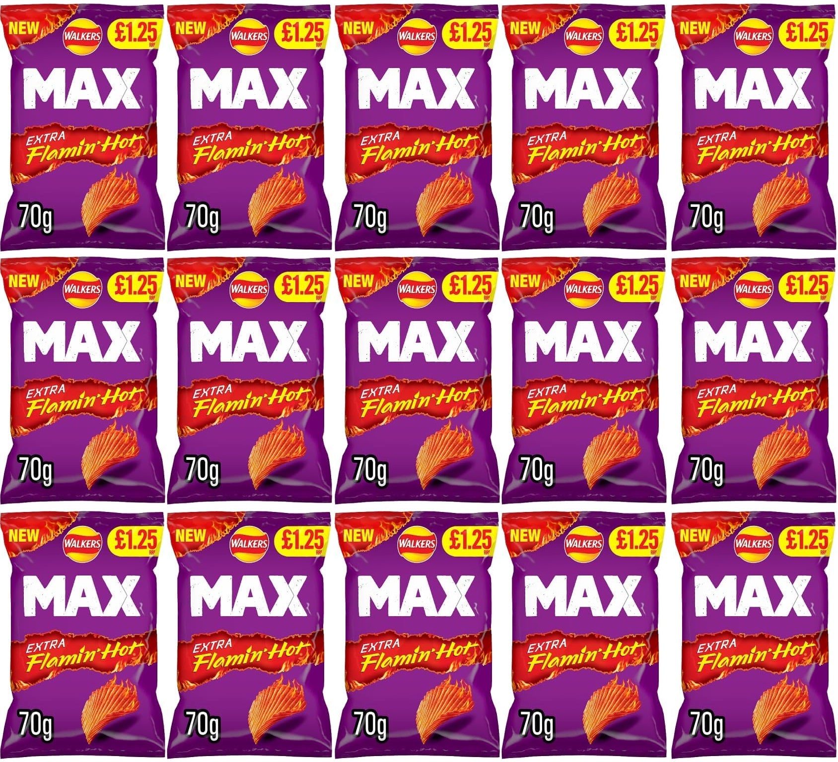 15 x Walkers Max Extra Flamin Hot - 70GM