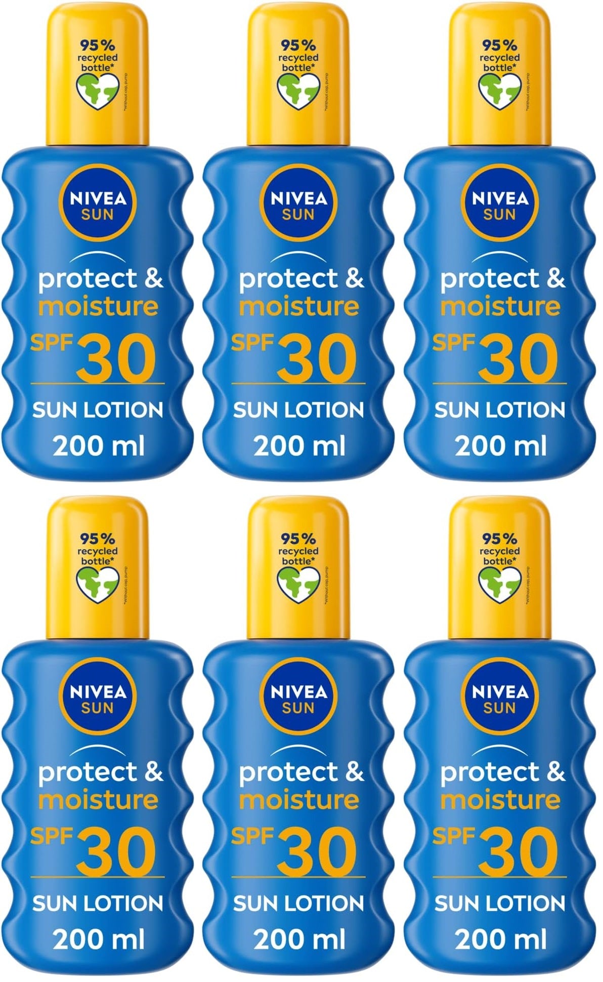 6 x Nivea Protect & Moisture Pump Spray Spf 30 200Ml