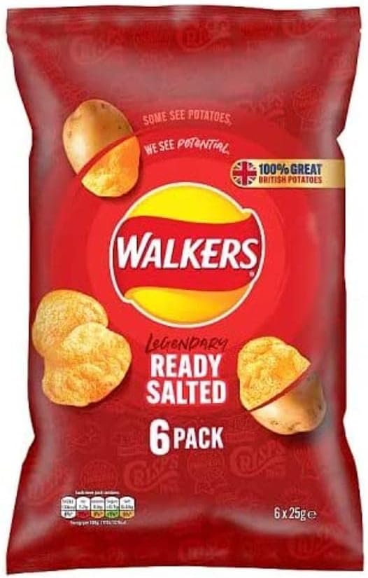 18 x Walkers Ready Salted 6 Pack - 6X25GM