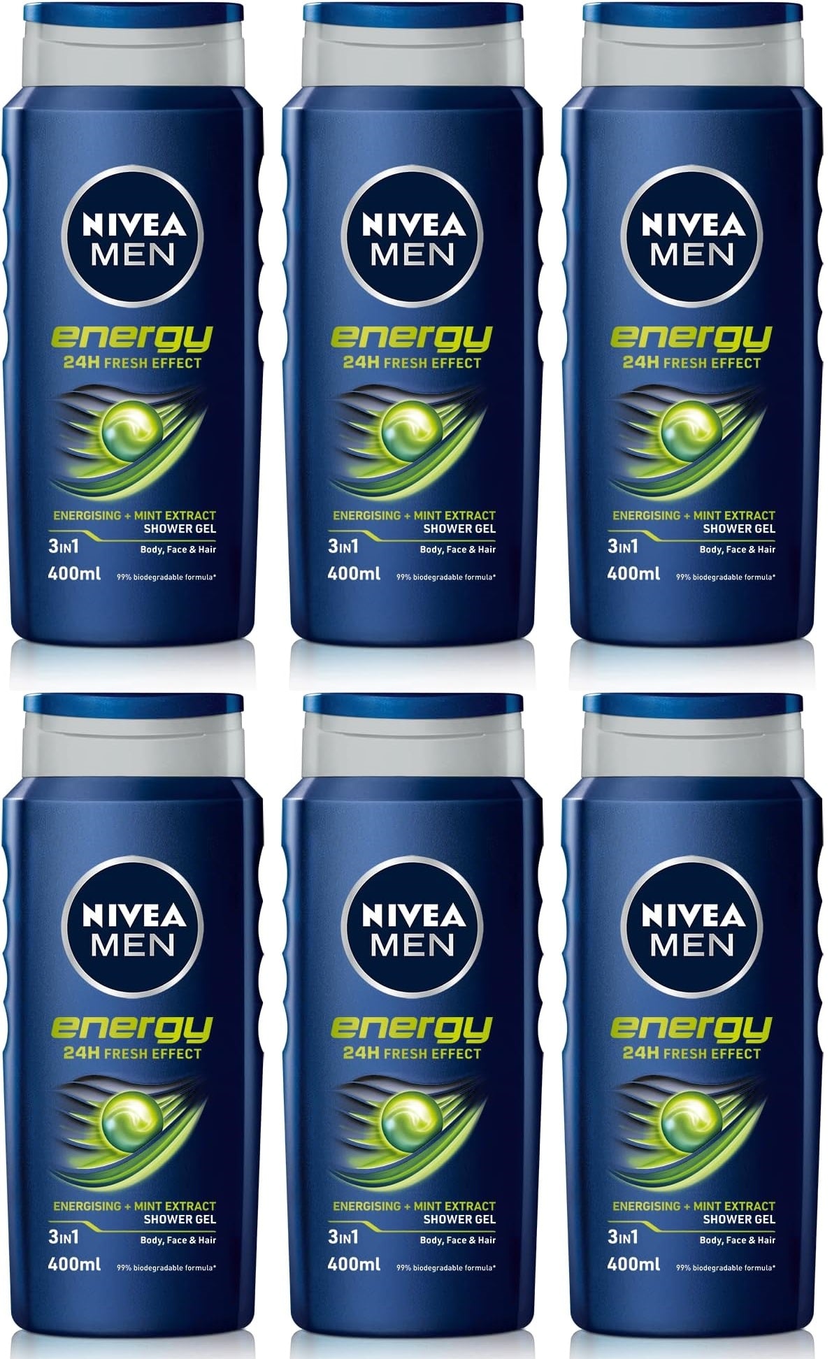 6 x Nivea Men Energy Shower Gel 400Ml