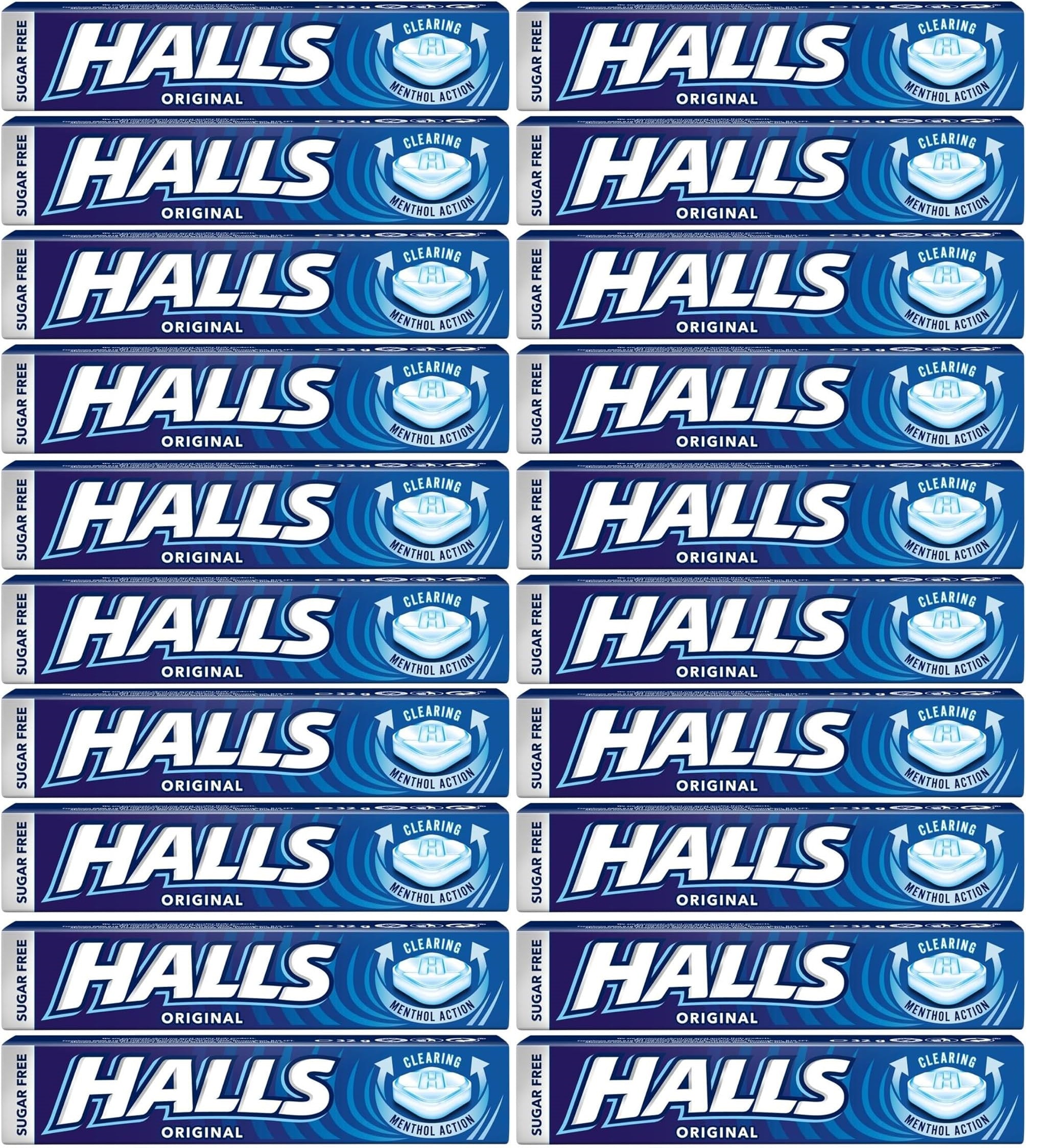 20 x Halls Menthol. Sugar Free Original 32G