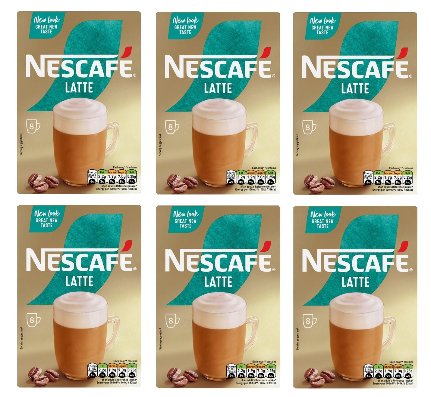 6 x Nescafe Gold Latte Sachet 8'S 144G