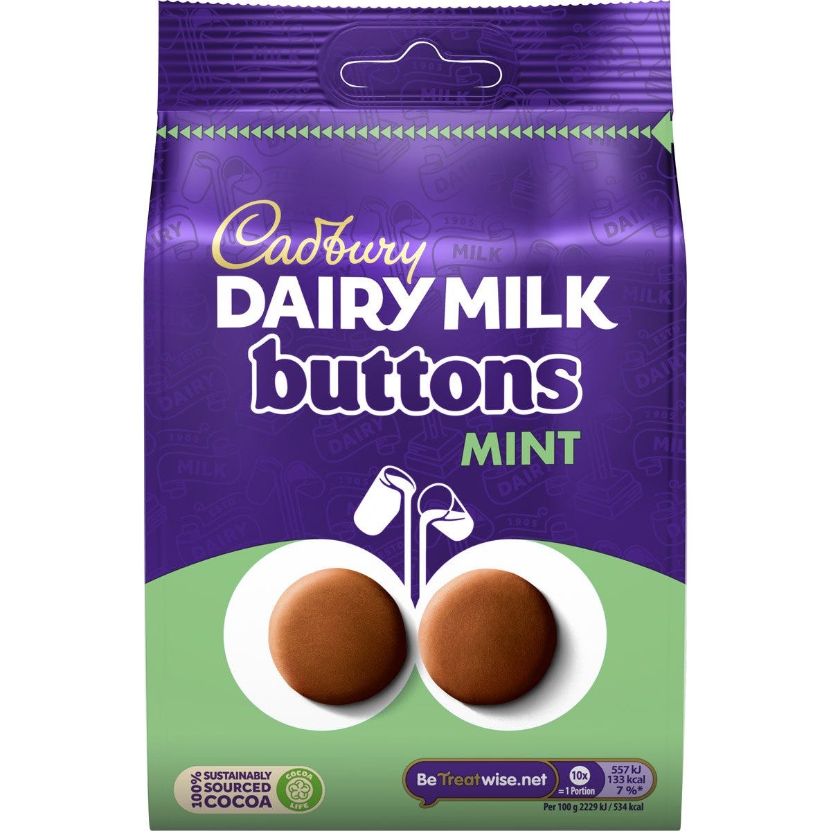 10 x Cadbury Dairy Milk Buttons Mint 110G