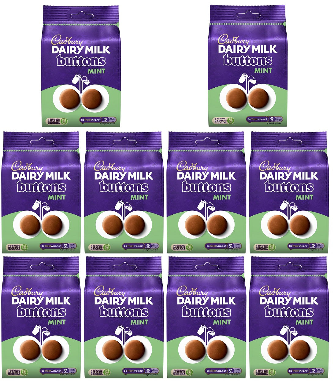 10 x Cadbury Dairy Milk Buttons Mint 110G