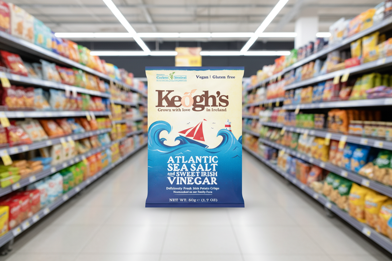 24 x Keoghs Sea Salt & Cider Vinegar Crisps 50Gm
