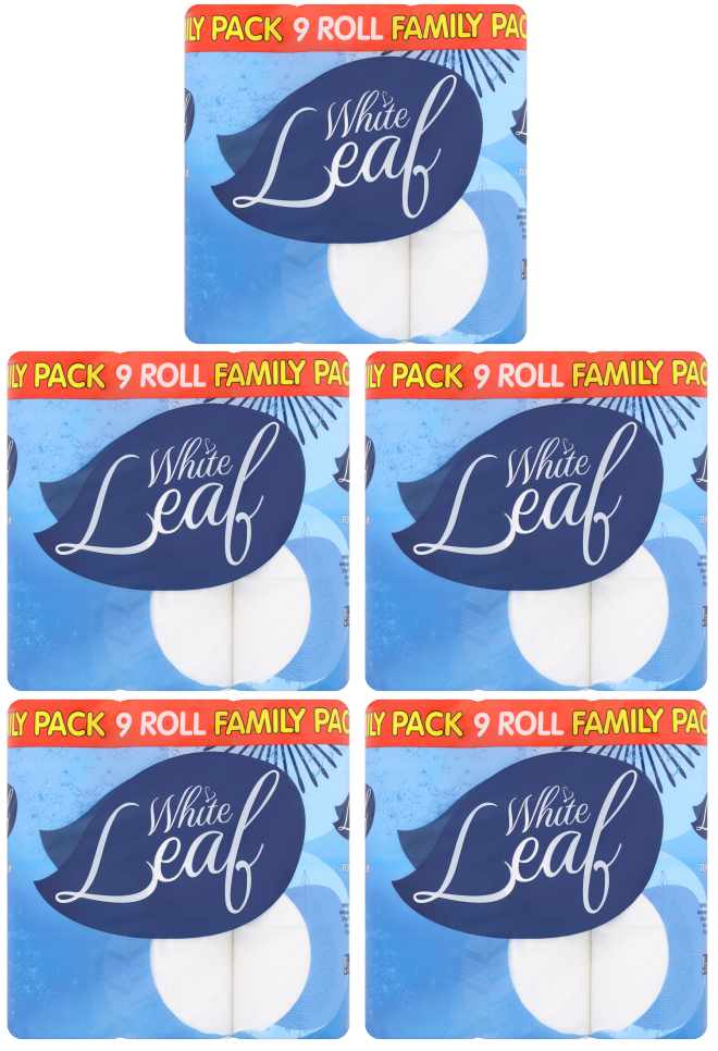 5 x White Leaf 9 Roll