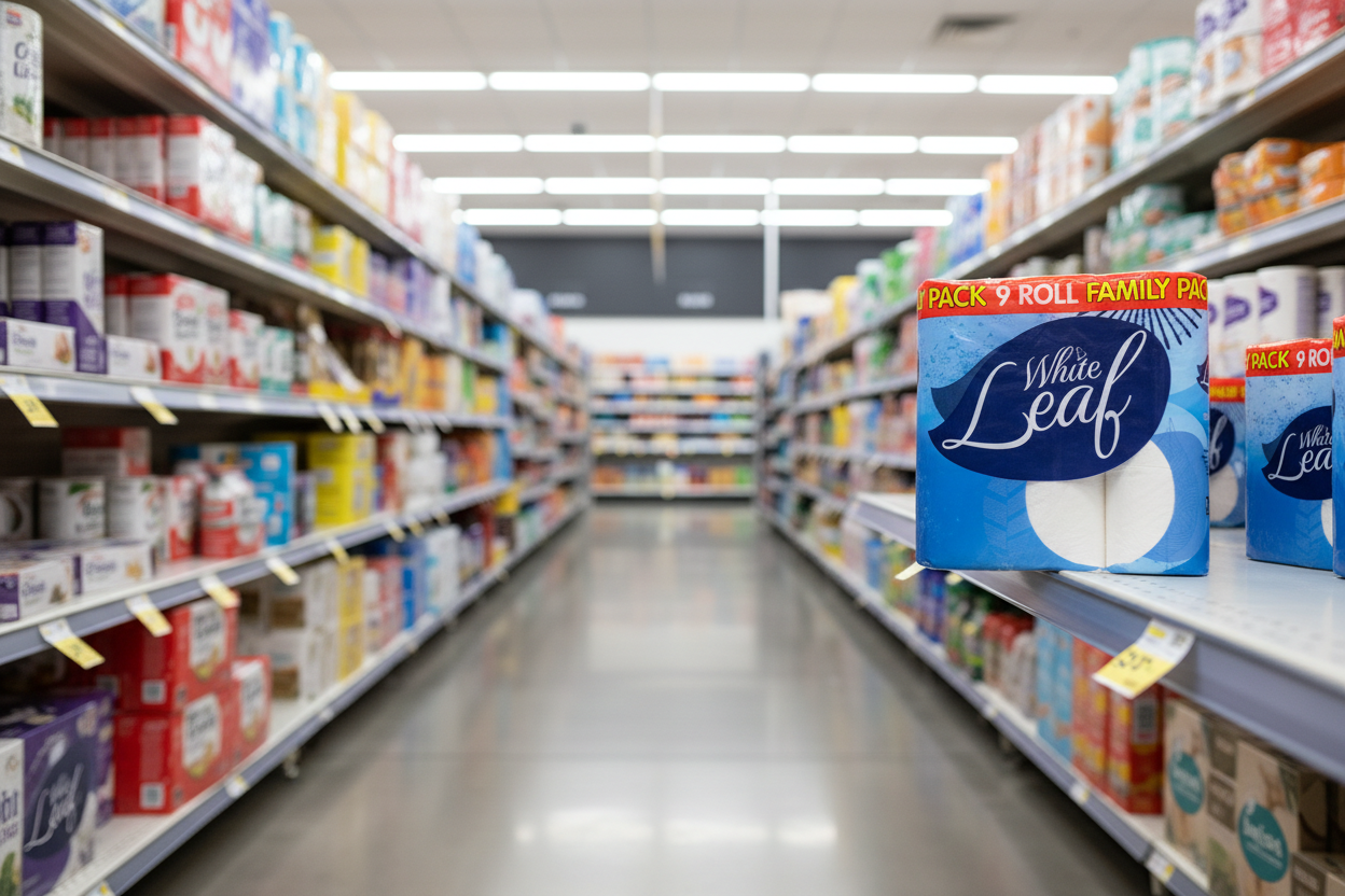 5 x White Leaf 9 Family Toilet Tissue