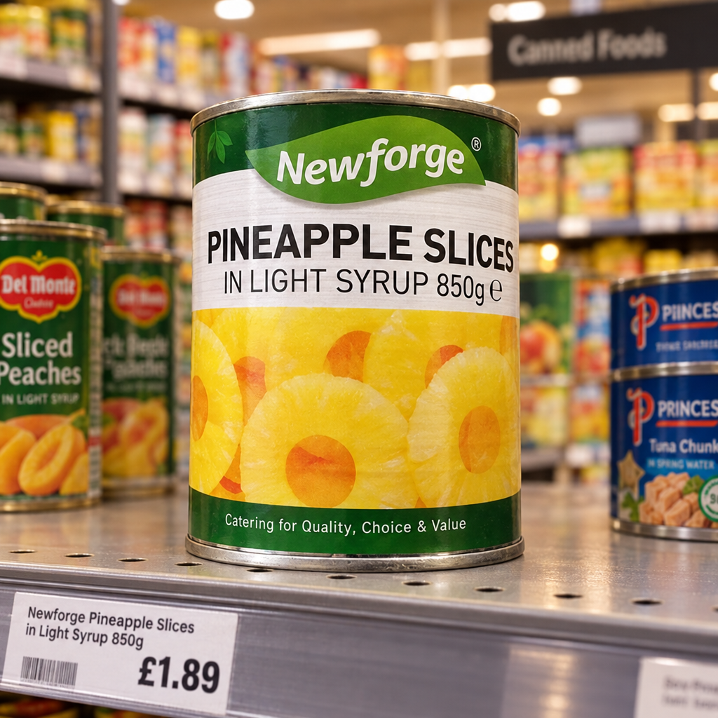 6 x Newforge Pineapple Pieces In Light Syrup 850G