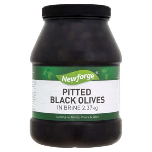 2 x Newforge Pitted Black Olives In Brine 2.37Kg