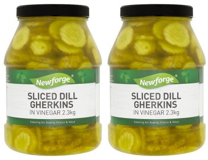 2 x Newforge Sliced Dill Gherkins In Vinegar 2.3Kg