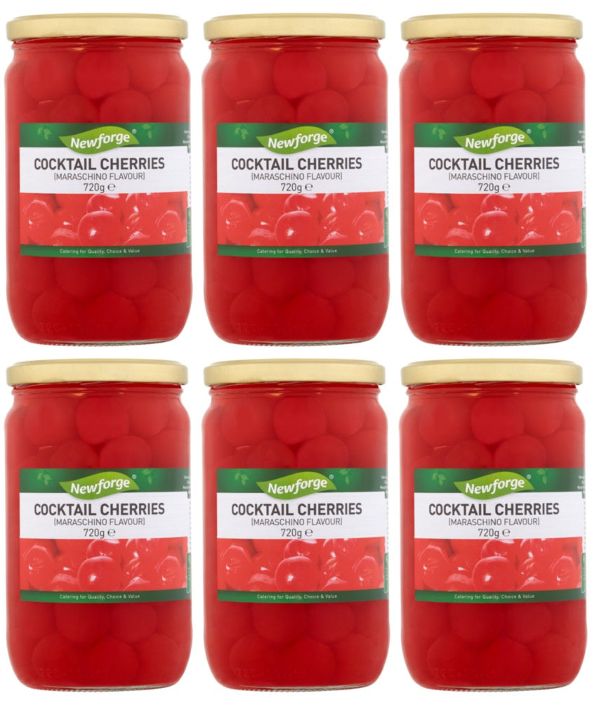 6 x Newforge Cocktail Cherries Maraschino Flavour 720G