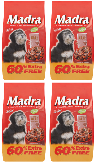 4 x Madra Adult Roast Beef & Vegetables 2.5Kg Plus 60% Extra Free