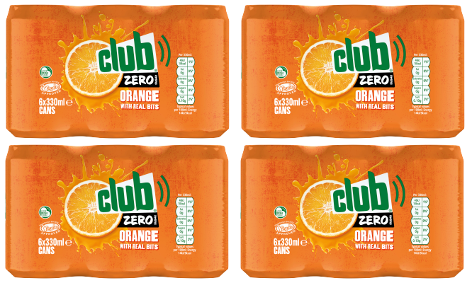 24 x Club Zero Orange Cans 330Ml